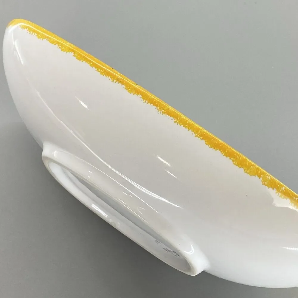 Vintage Keraluc Quimper France Hand Painted Faience Breton Dish Tray Yellow Trim